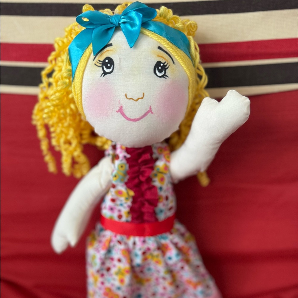 Colorful Plush Doll with Yellow Hair